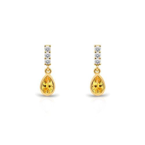 14K Gold Citrine Teardrop Earrings