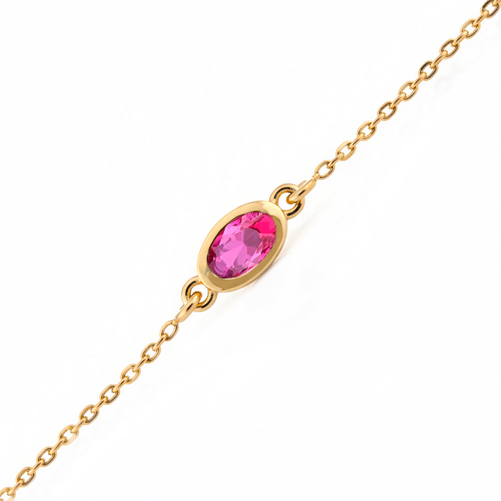 14K Gold Natural Pink Sapphire Bracelet, Feminene Bracelet