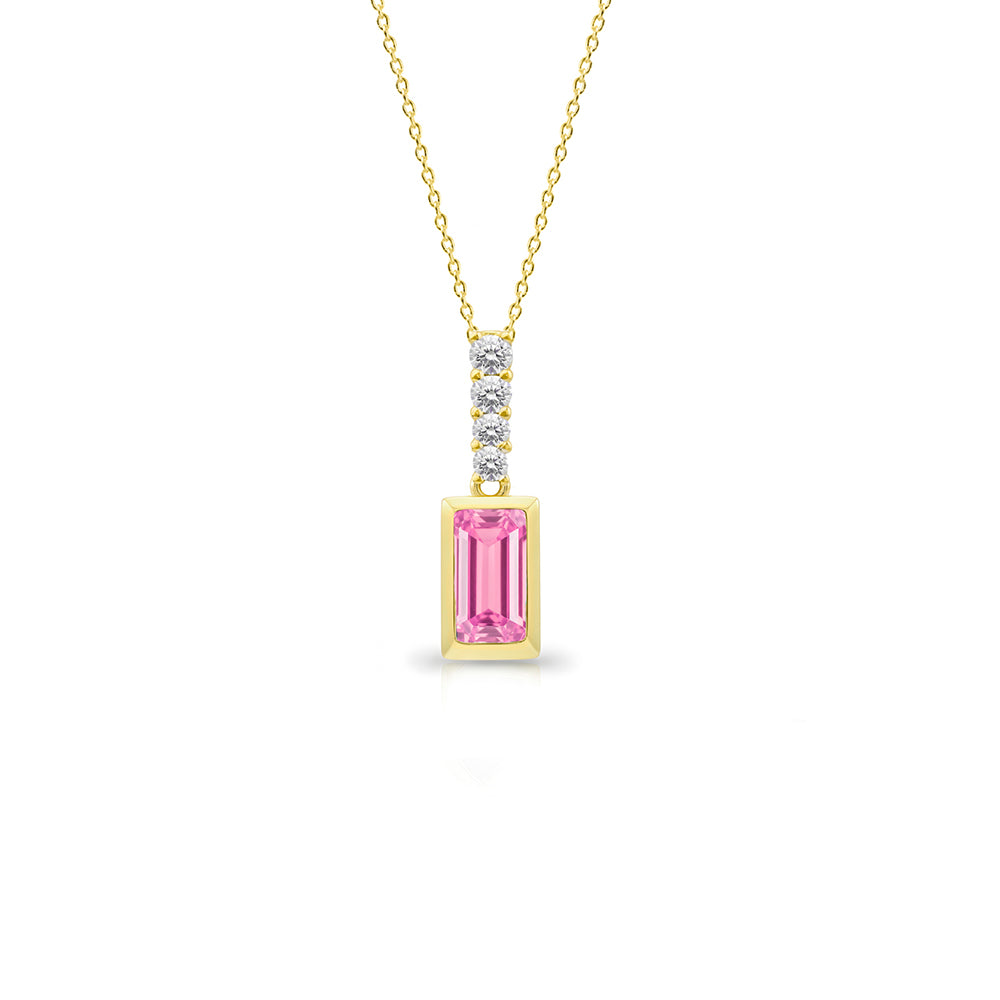 Romantic Pink Sapphire Necklace, 14K Gold Necklace