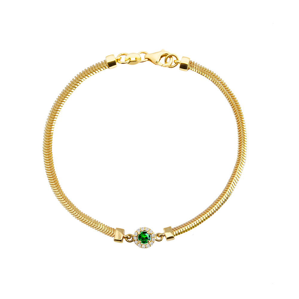 14K Gold Round Emerald Diamond Bracelet