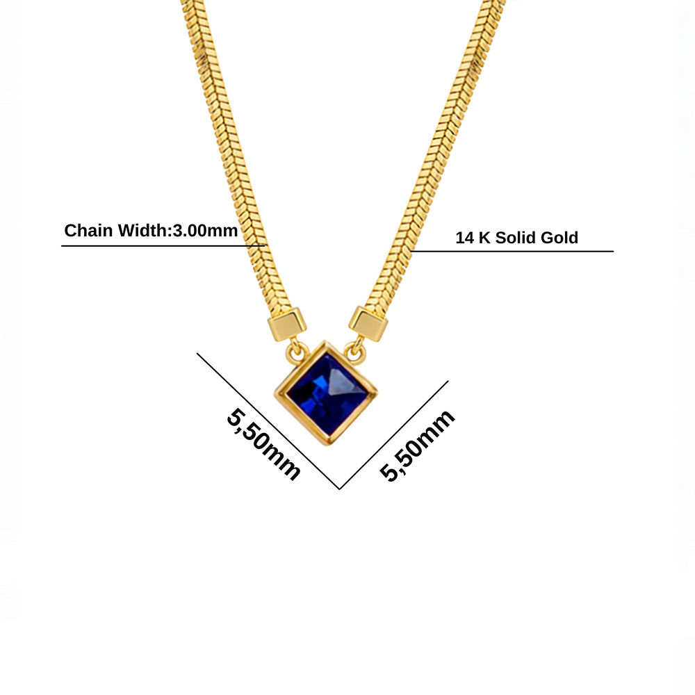 14K Gold Sapphire Pendant Necklace, Romantic Gift