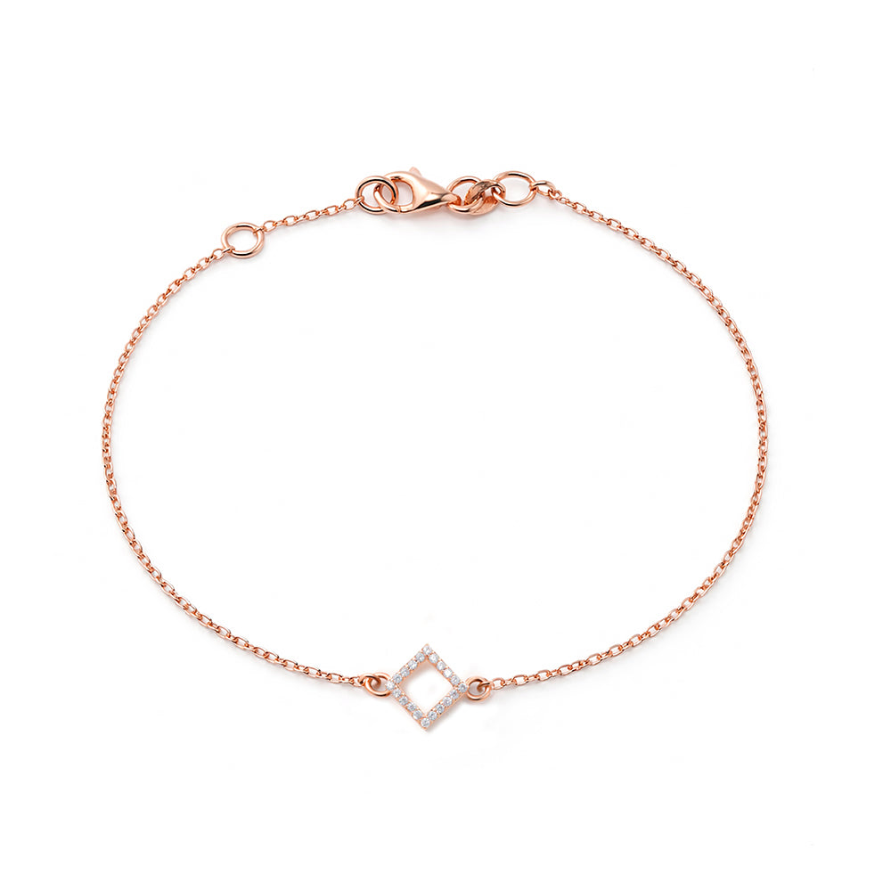 14K Gold Diamond Square Bracelet / Anniversary Gift