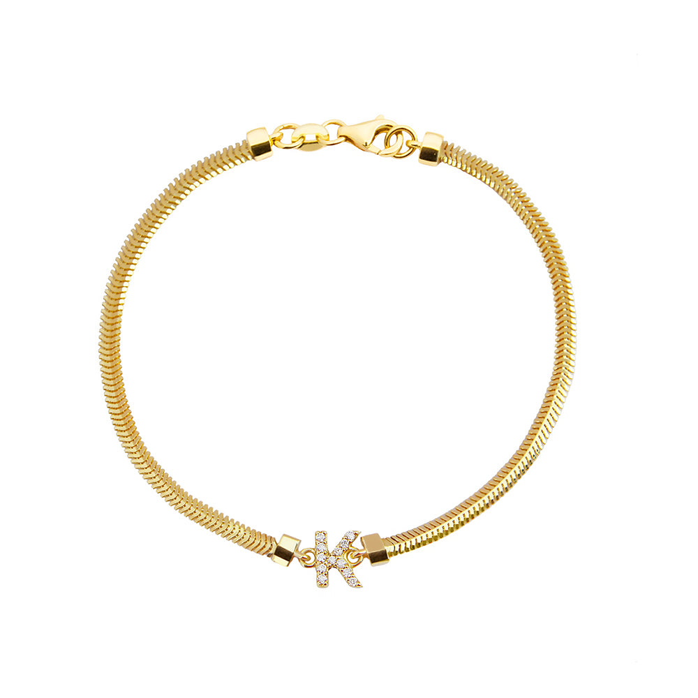 14K Gold Diamond Initial K Bracelet