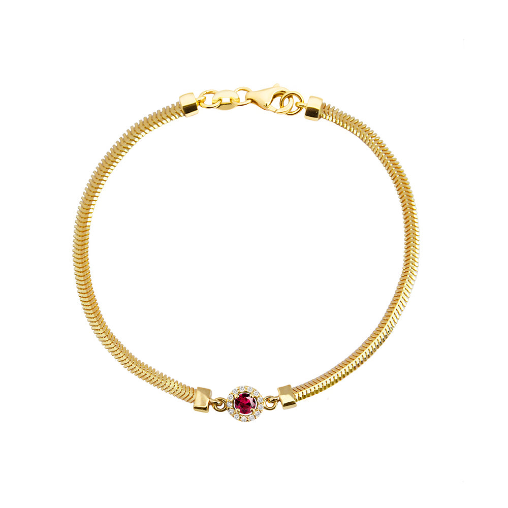 14K Gold Round Ruby Diamond Bracelet