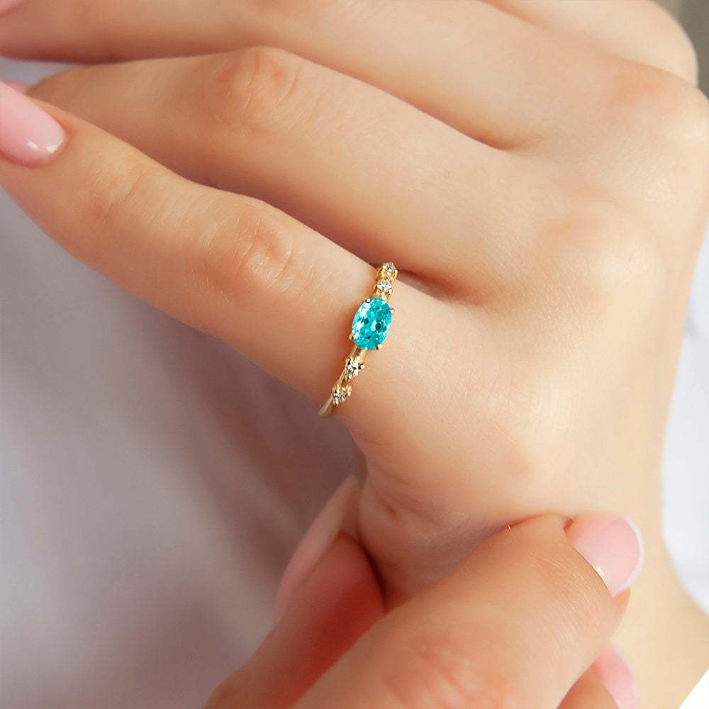 East West Aquamarine Ring / Romantic Gift