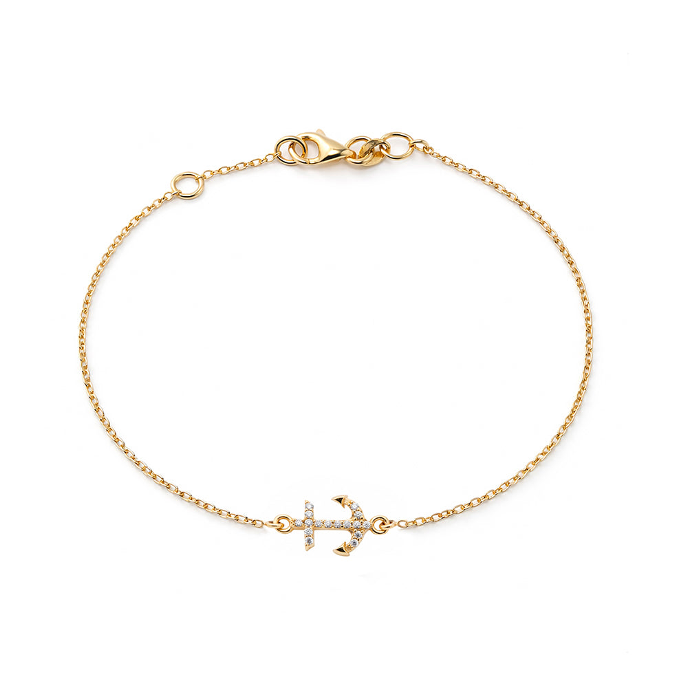 14K Gold Anchor Bracelet