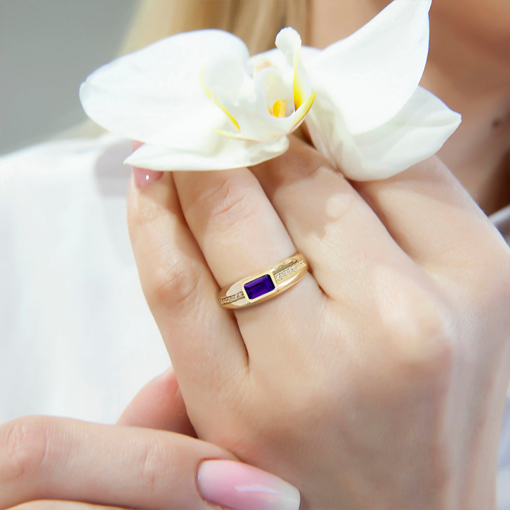 14K Gold Amethyst Signet Ring