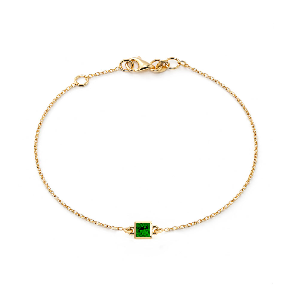14K Gold Square Emerald Bracelet
