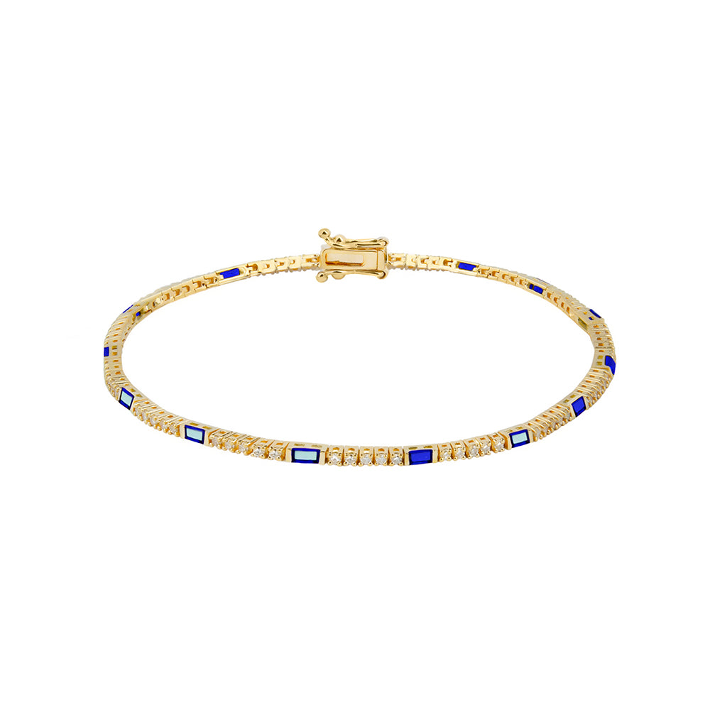 Natural Sapphire Diamond Tennis Bracelet