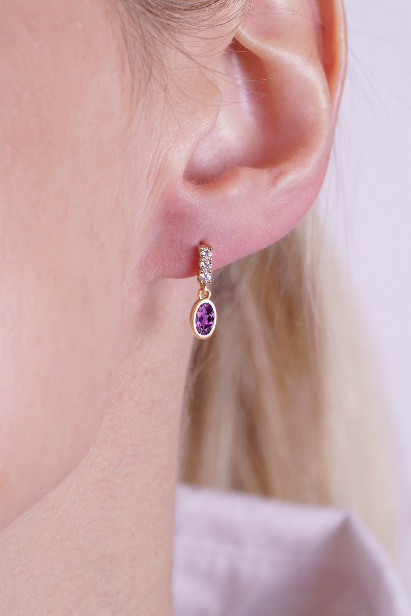 Oval Amethyst Earrings
