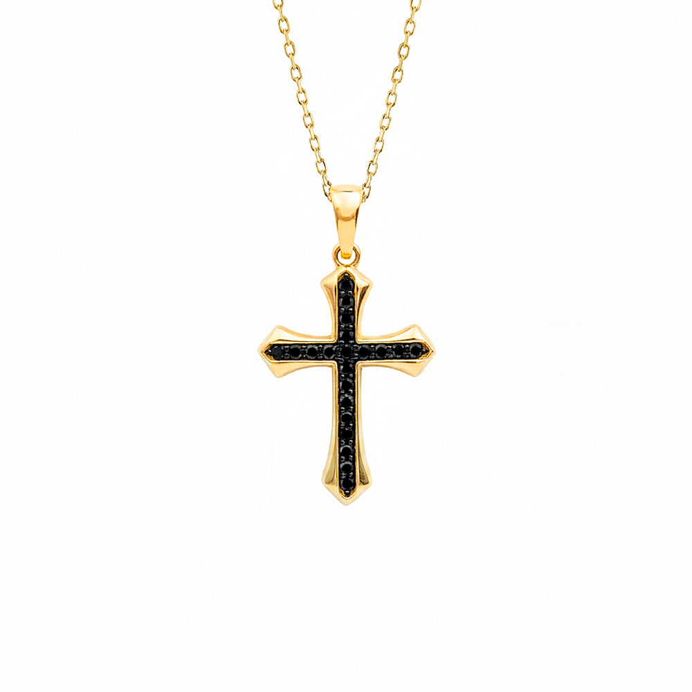 Traditional Black Diamond Cross Necklace / Christmas Gift
