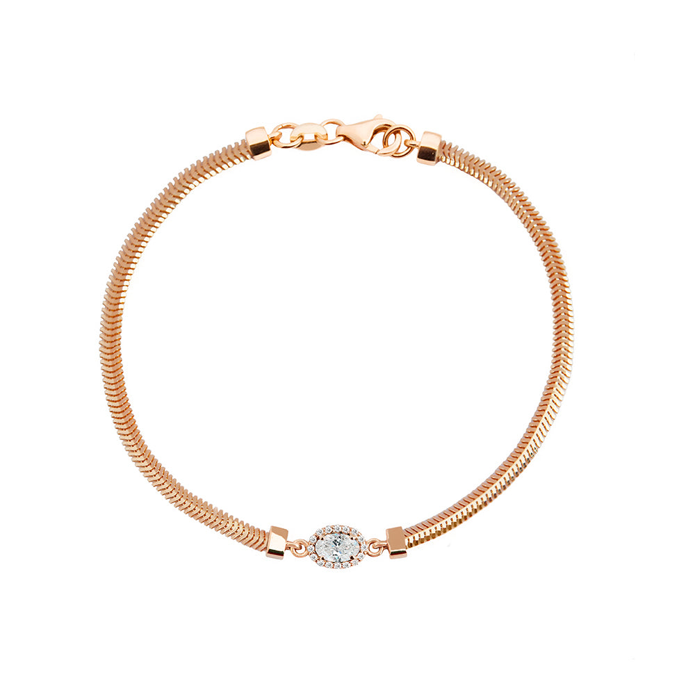 14K Gold Oval White Sapphire Diamond Bracelet / Bridal Bracelet