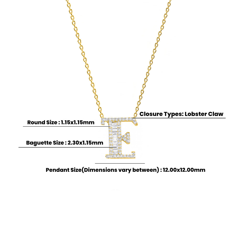14K Gold Diamond Initial E Necklace