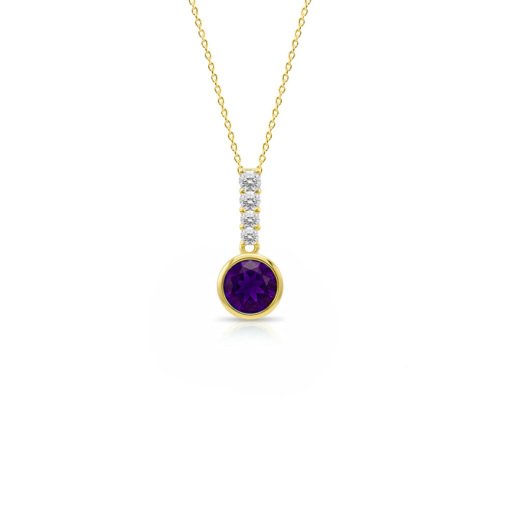 14K Gold Amethyst Necklace / Anniversary Gift
