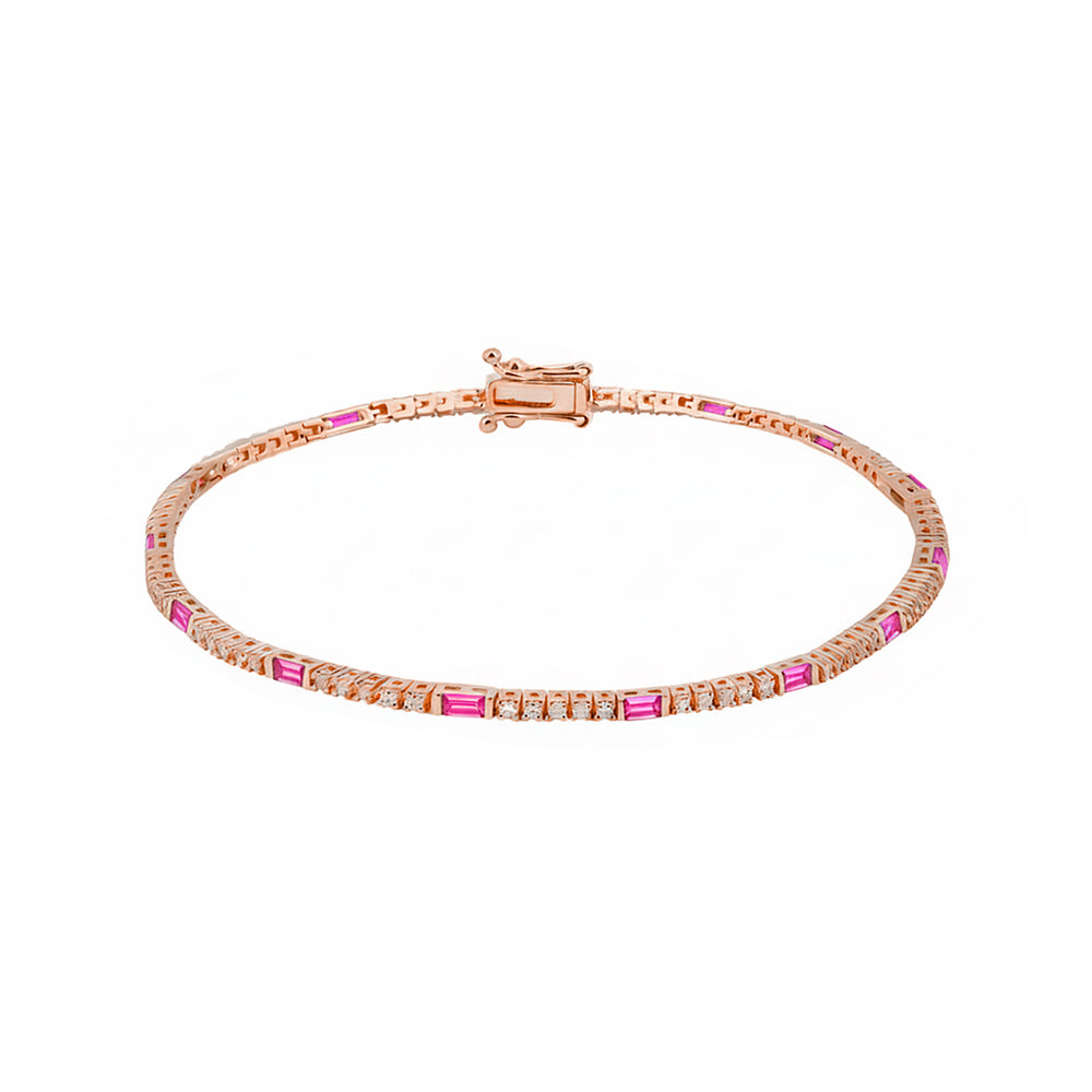 Natural Pink Sapphire Diamond Tennis Bracelet