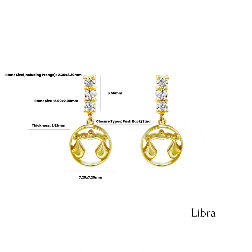 14K Gold Diamond Libra Earrings