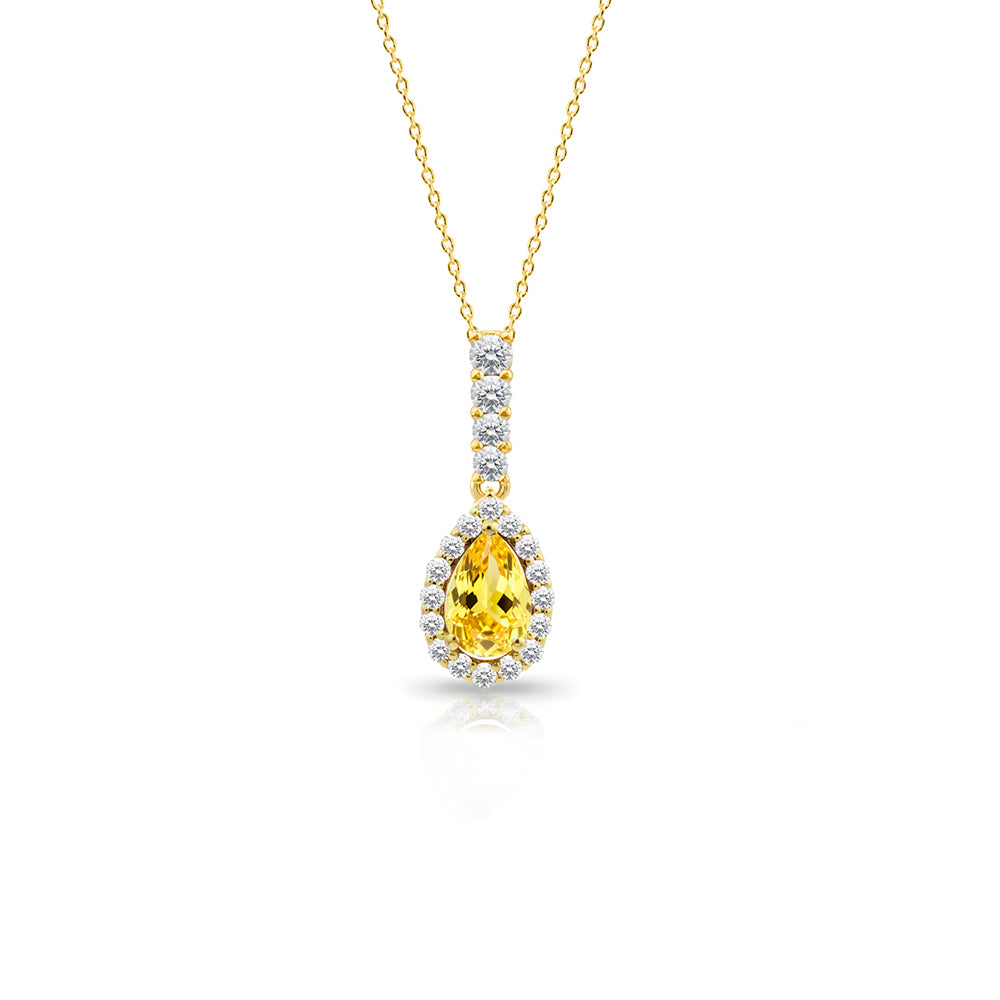 14K Gold Citrine Diamond Necklace
