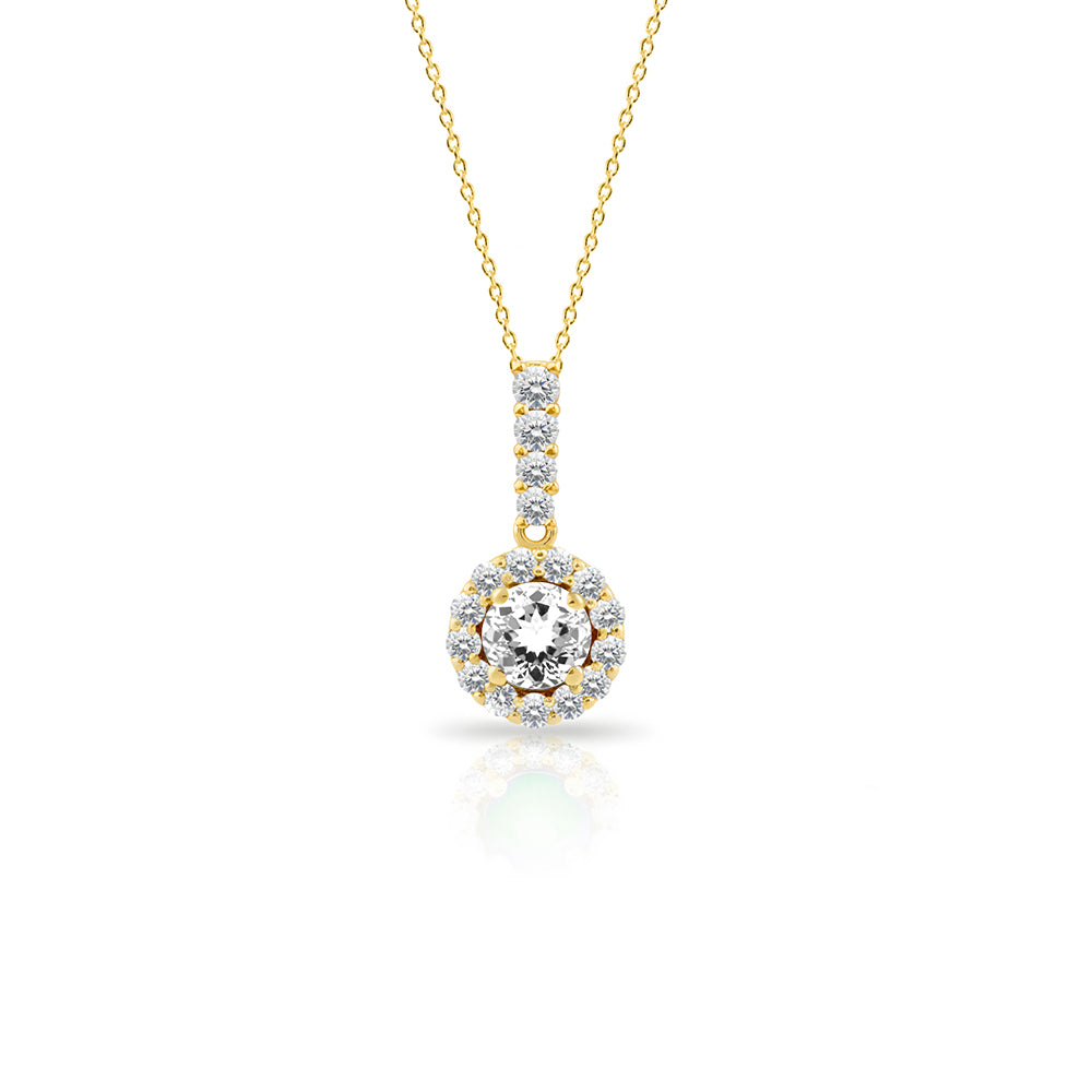 White Sapphire Bridal Necklace, Diamond Round Necklace