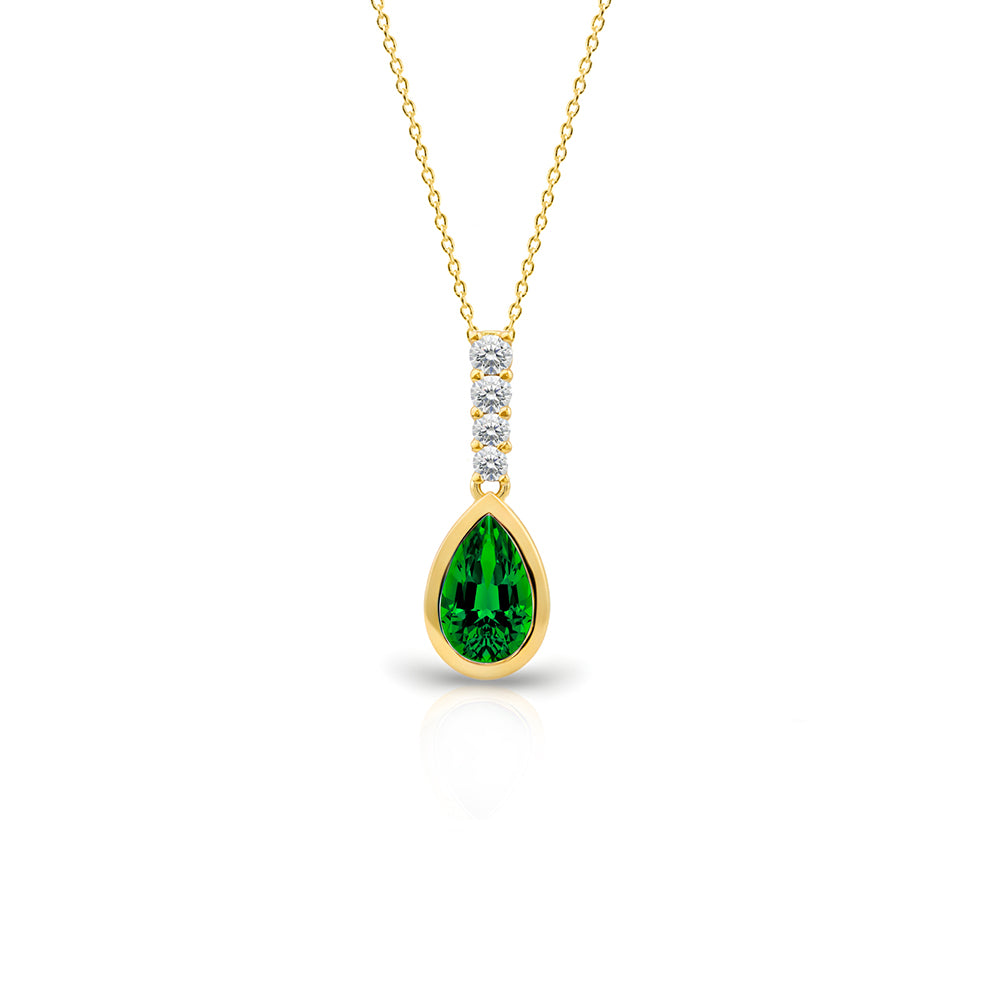 14K Gold Natural Emerald Pendant