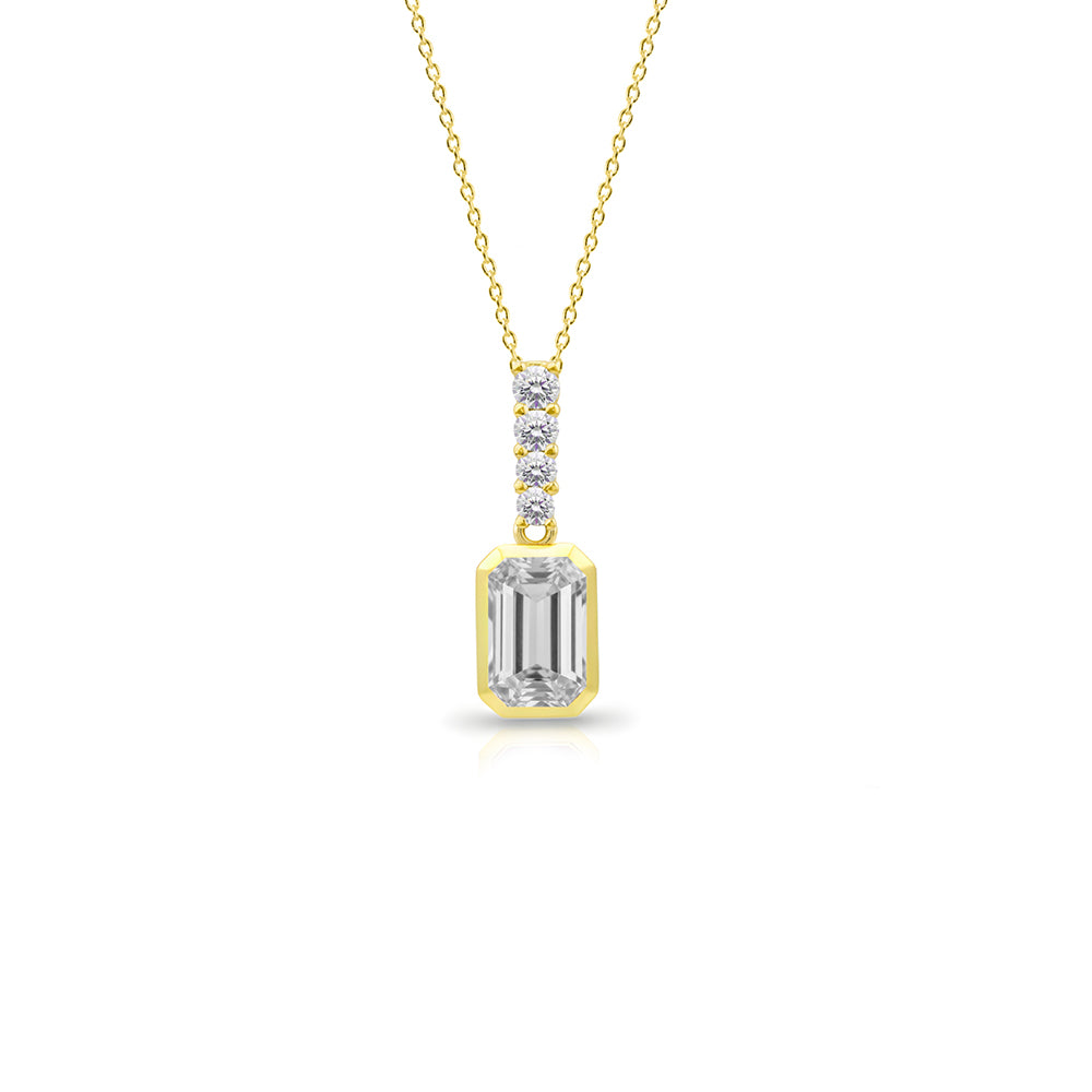 14K Gold White Sapphire Necklace, Wedding Necklace