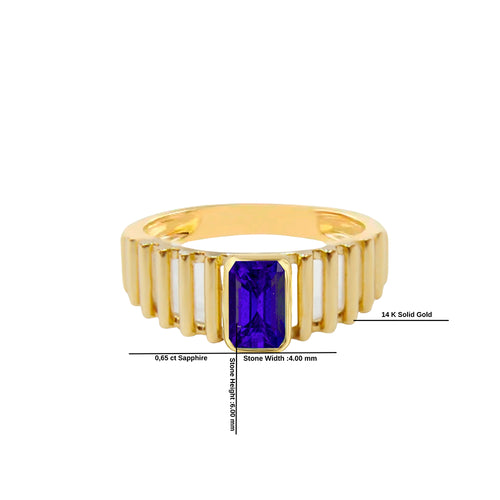 14K Gold Natural Sapphire Band Ring