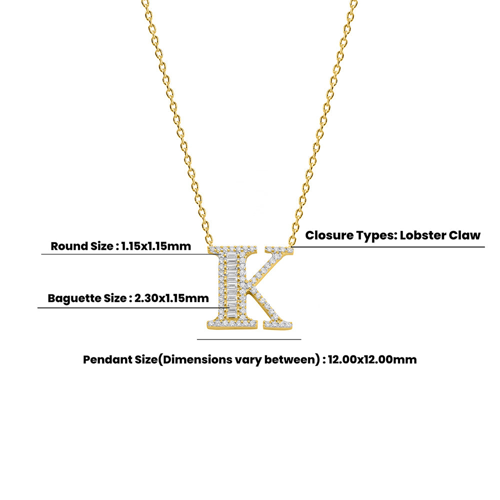 14K Gold Diamond Initial K Necklace