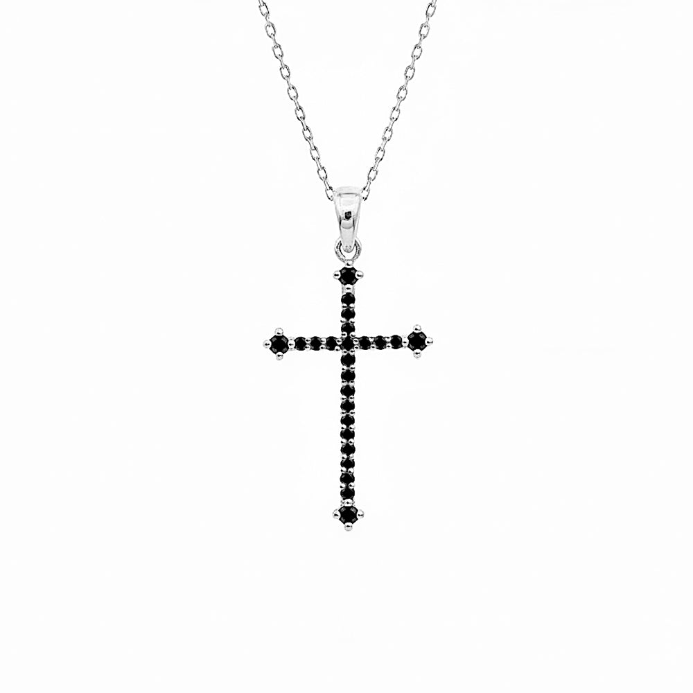 Natural Black Diamond Religious Necklace / Christmas Gift