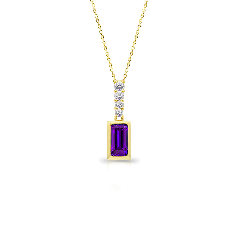 Emerald Cut Amethyst Pendant Necklace