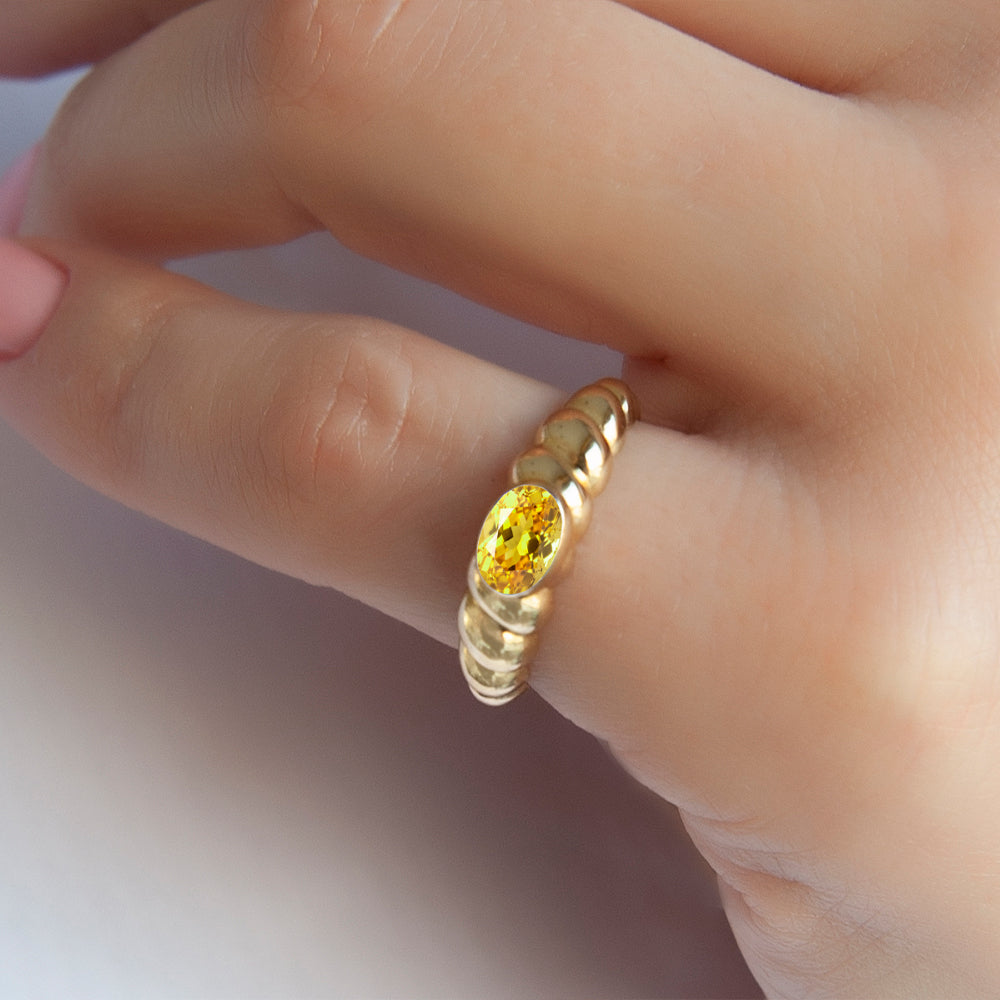 14K Gold Natural Citrine Bubble Ring