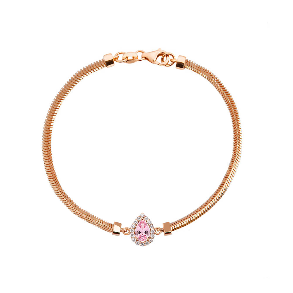14K Gold Pear Pink Sapphire Bracelet / Feminine Bracelet