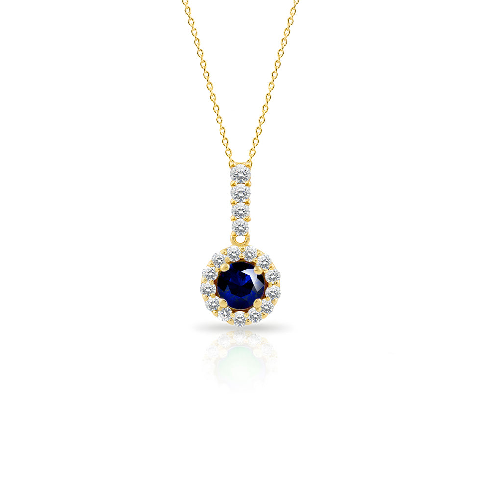 14K Gold Natural Sapphire Necklace, Wedding Necklace