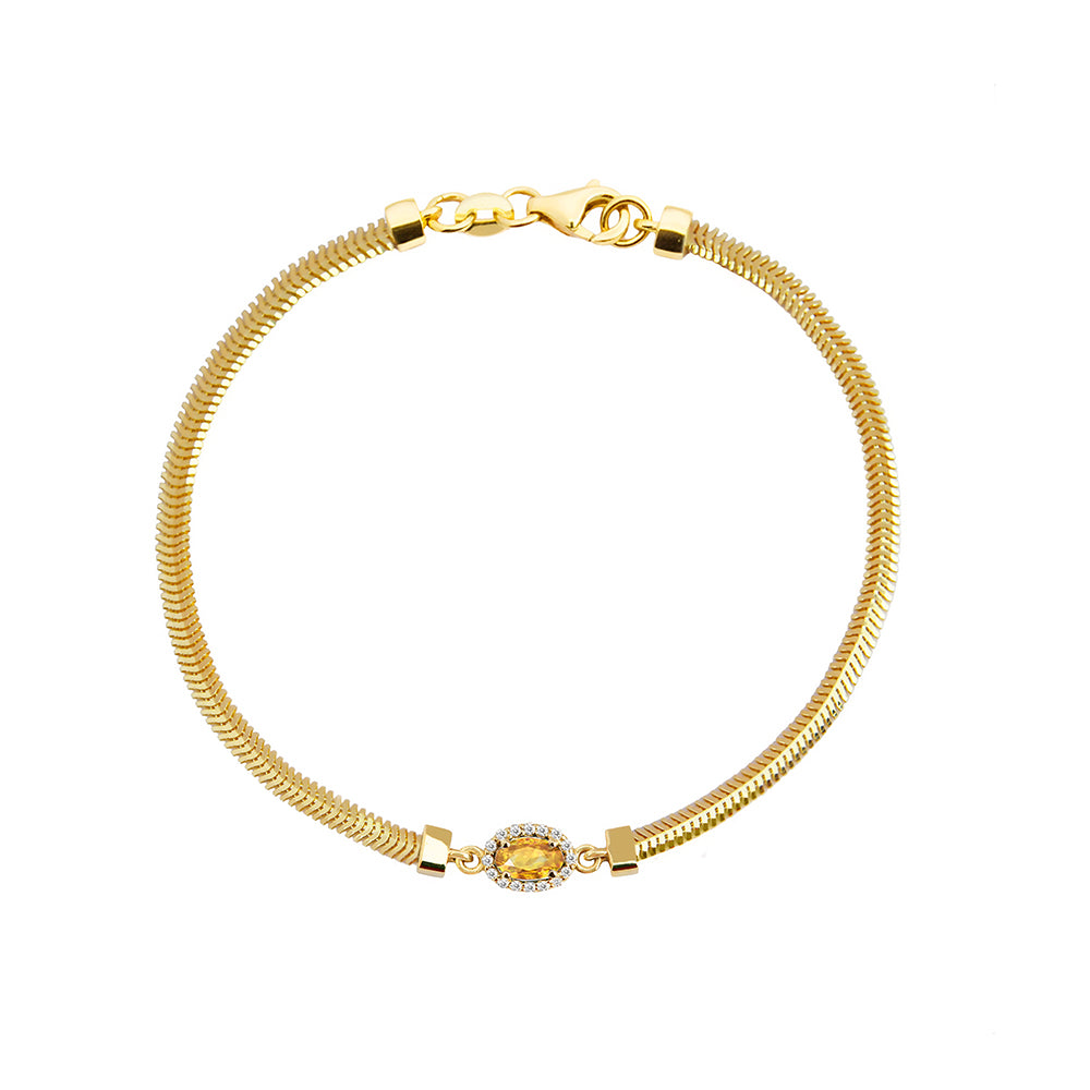 Natural Citrine Diamond Bracelet / Oval Bracelet