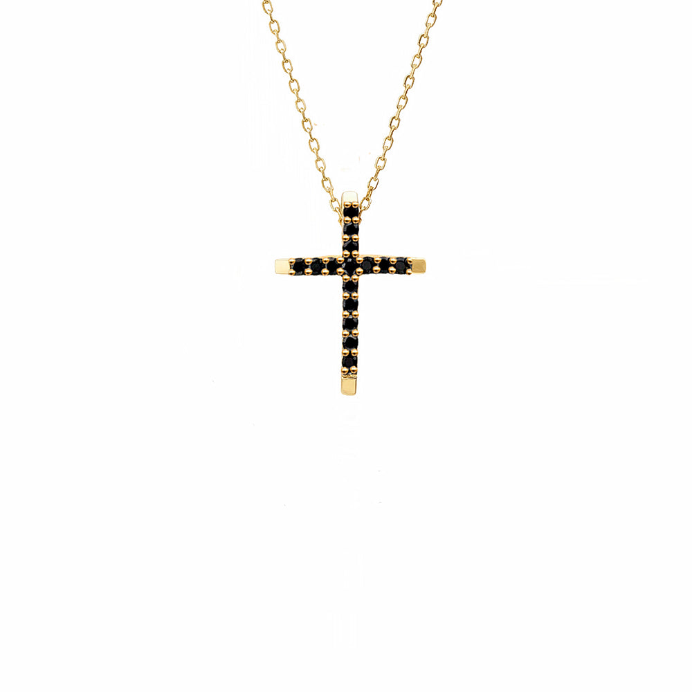 Minimalist Black Diamond Cross Pendant
