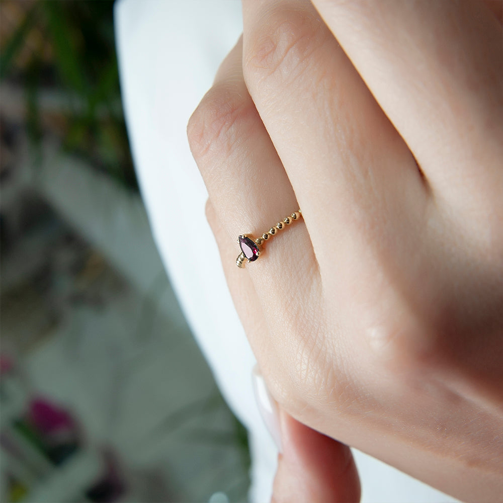14K Gold Pear Ruby Ring / Birthday Gift