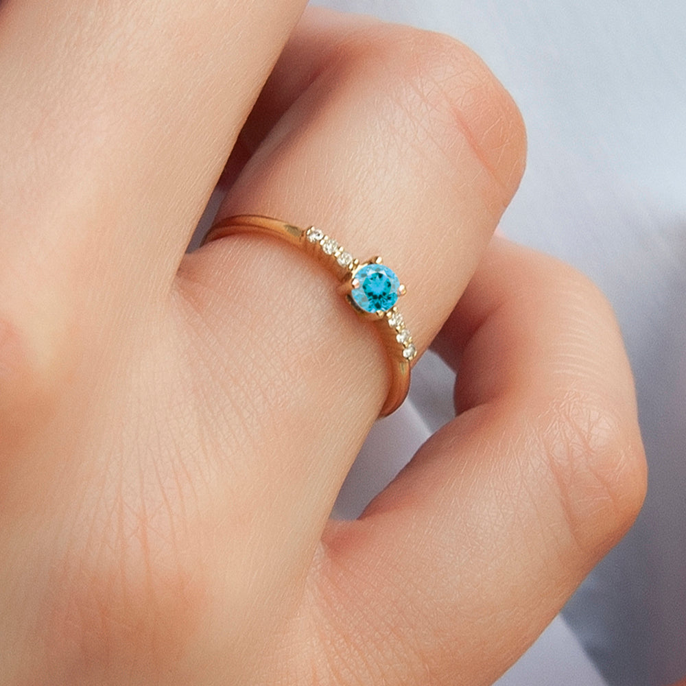 Aquamarine Diamond Ring