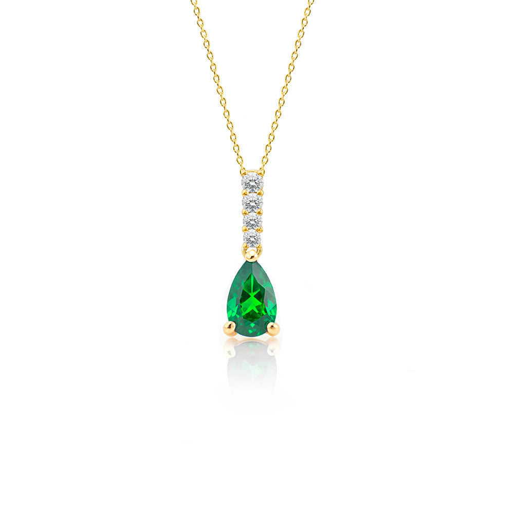 Natural Emerald Drop Necklace, Minimalist Necklace