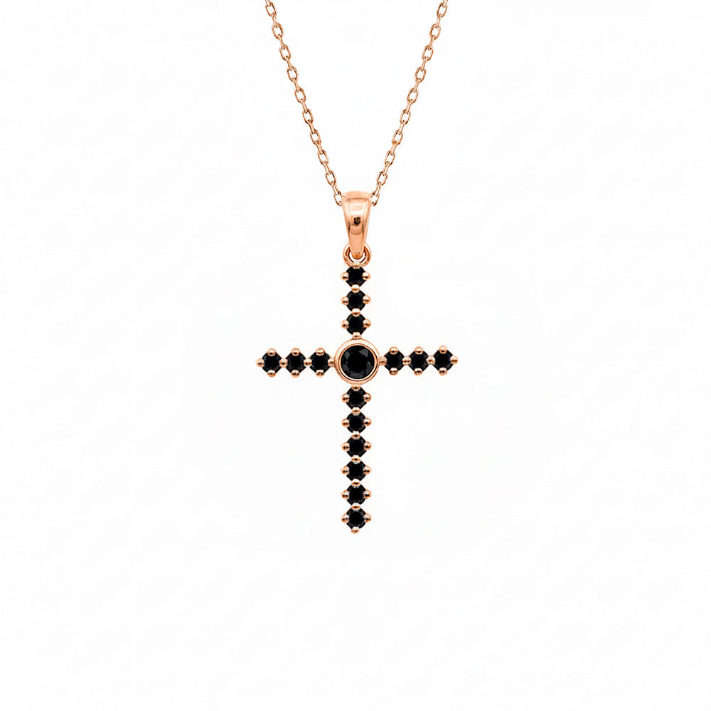 Gothic Black Diamond Cross Pendant