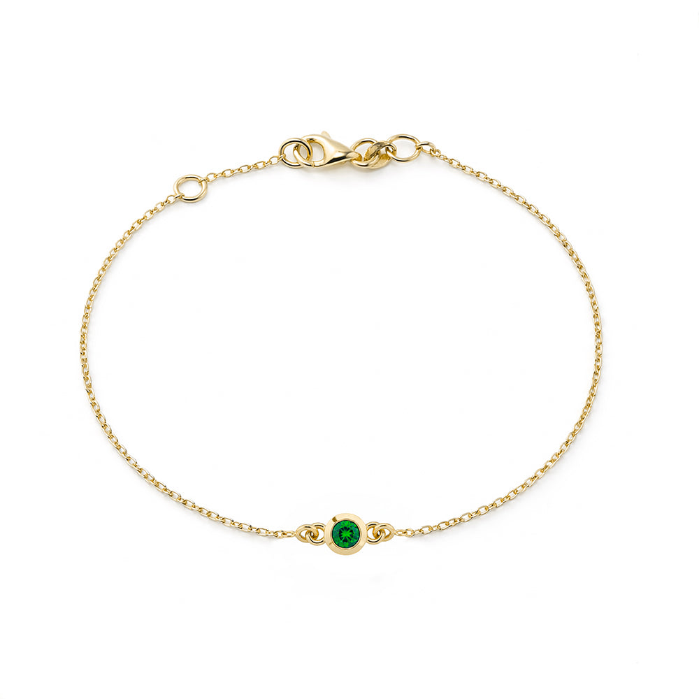 14K Gold Round Emerald Bracelet