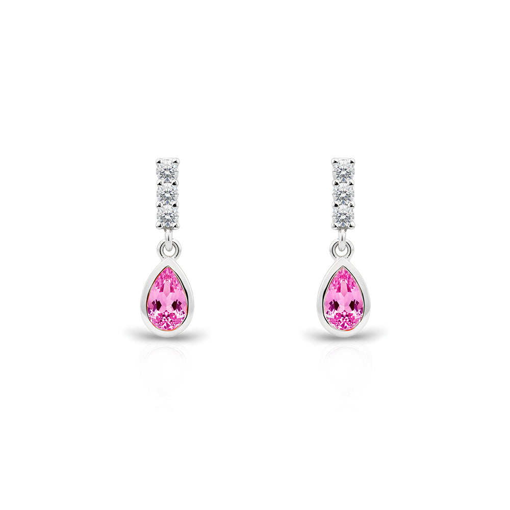 14K Gold Pink Sapphire Teardrop Earrings
