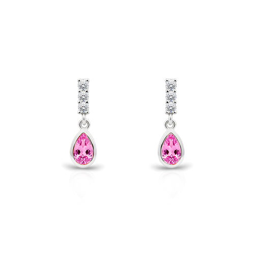 14K Gold Pink Sapphire Teardrop Earrings