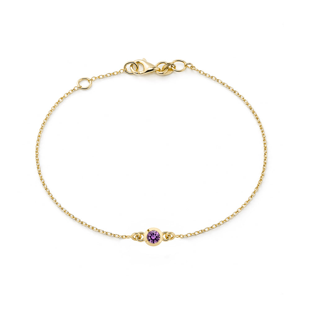 14K Gold Round Amethyst Bracelet
