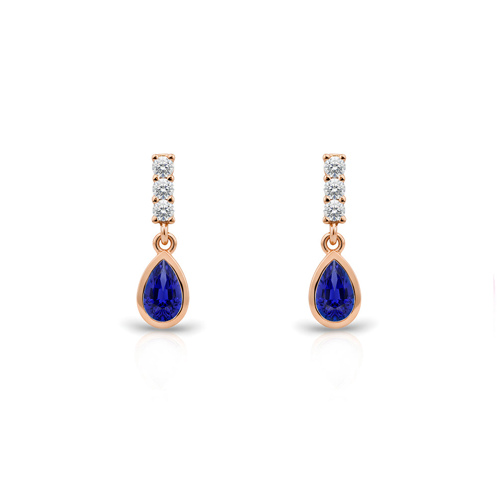 14K Gold Sapphire Teardrop Earrings