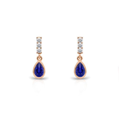 14K Gold Sapphire Teardrop Earrings