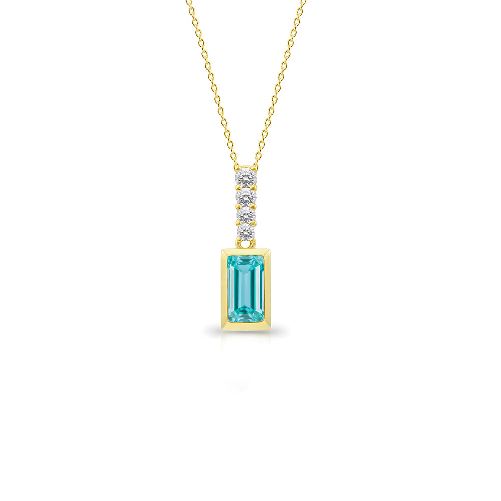 14K Gold Aquamarine Necklace, Ocean Inspired Aquamarine Necklace