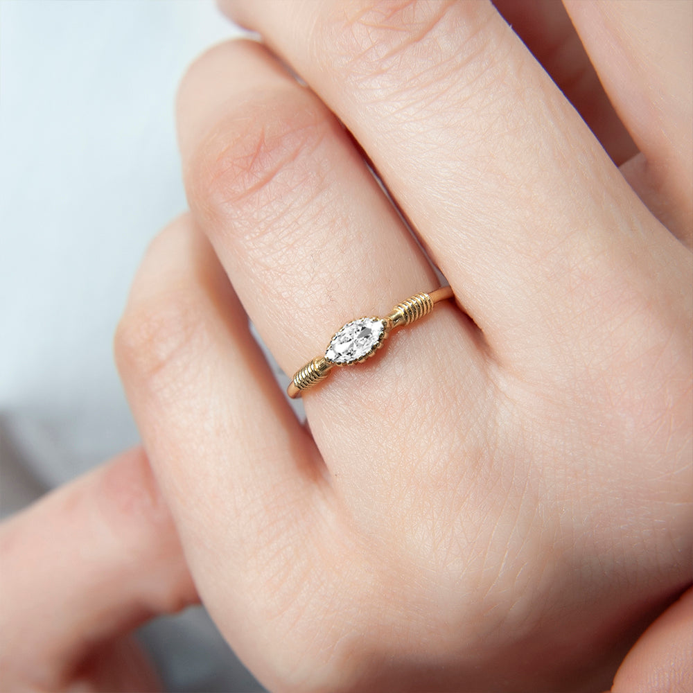 14K Gold White Sapphire Ring / Anniversary Gift