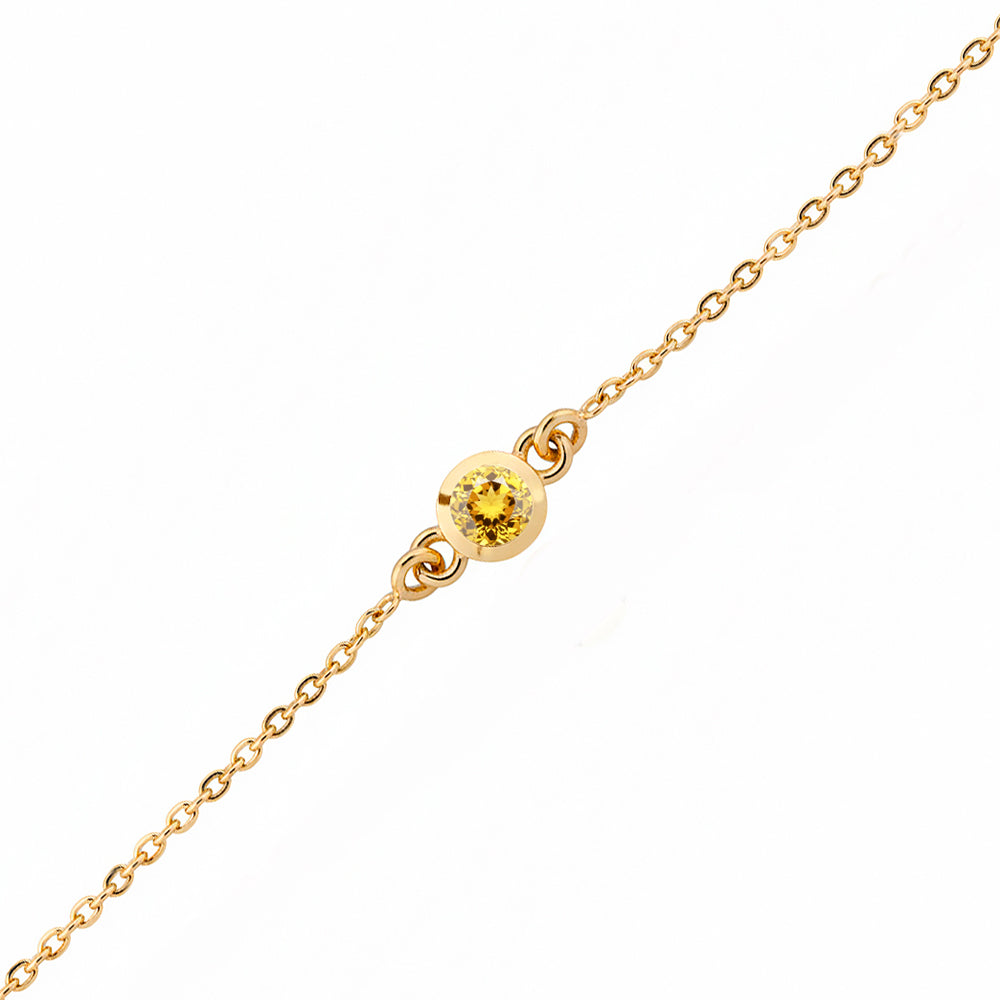 14K Gold Round Citrine Bracelet, Anniversary Bracelet