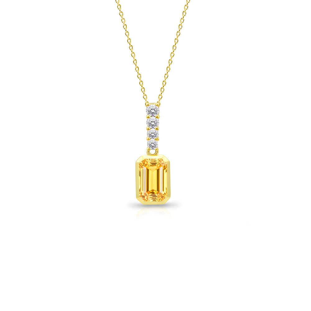 14K Gold Citrine Necklace, November Birthstone Necklace