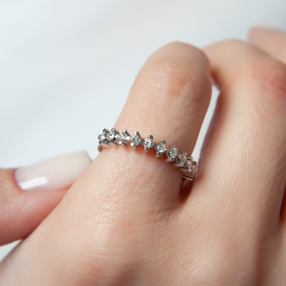 14K Gold Diamond Cluster Band