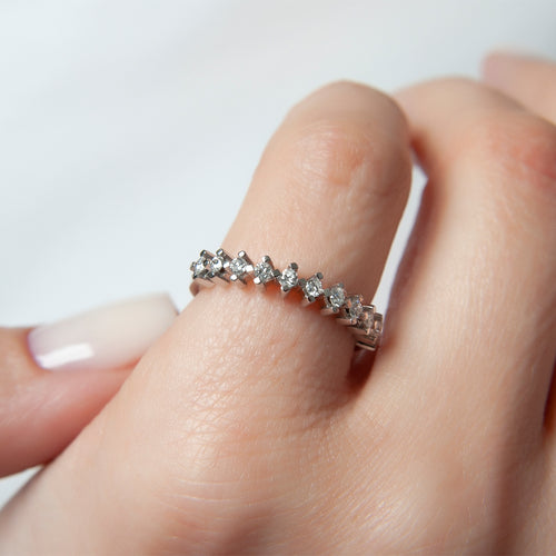 14K Gold Diamond Cluster Band