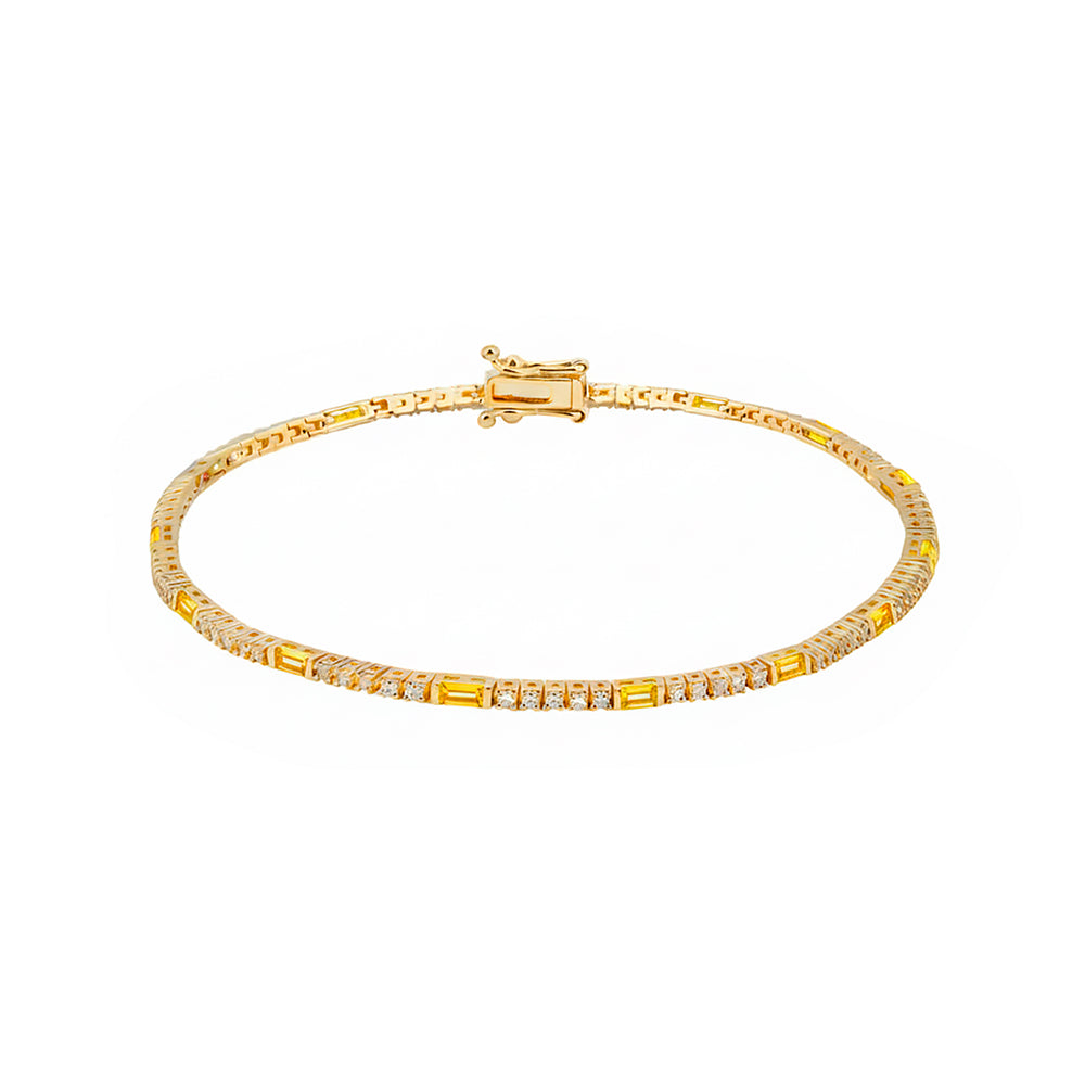 Natural Citrine Diamond Tennis Bracelet / Birthday Gift